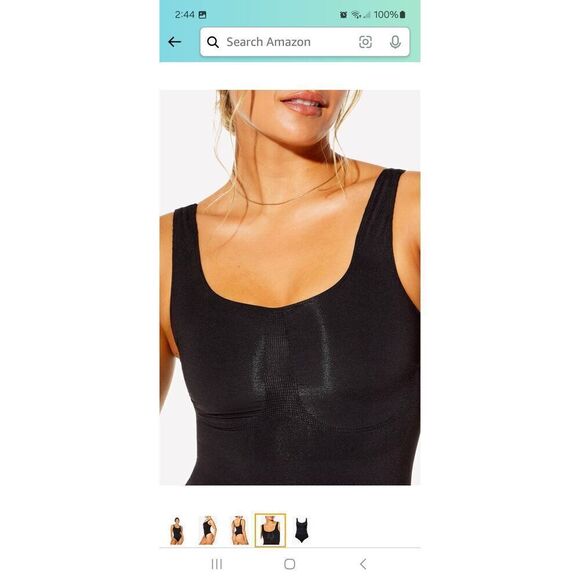 New Medium Large Fabletics Black Nearly Naked Shaping Thong Bodysuit Shapewear - Picture 4 of 8